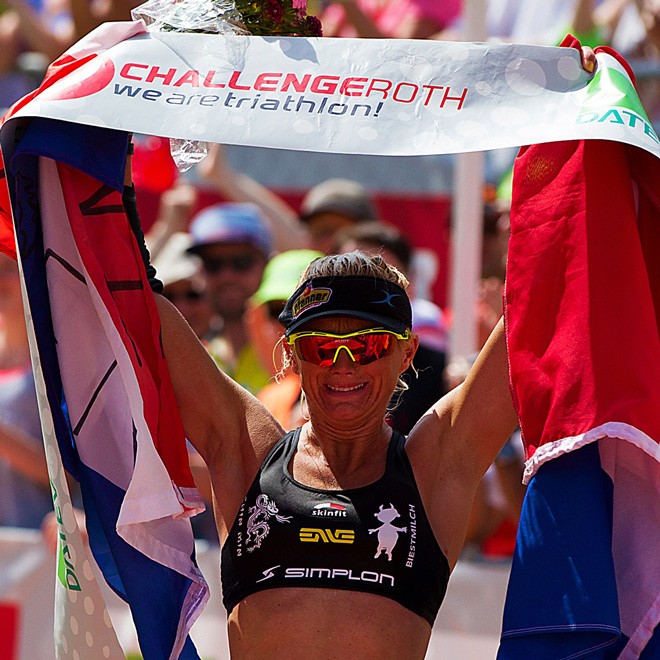 Yvonne van Vlerken beim Zieleinlauf